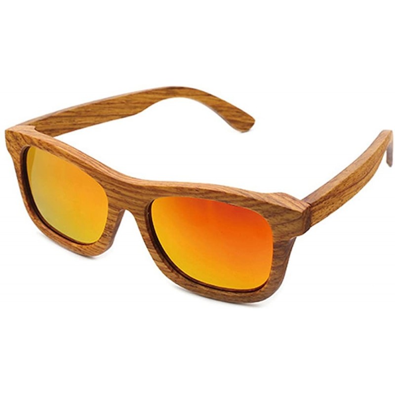 Wayfarer MOTELAN Handmade Polarized Pear Wood Sunglasses Anti-glare Classic Wooden Glasses - Red - C912IYU907N $28.33