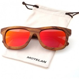 Wayfarer MOTELAN Handmade Polarized Pear Wood Sunglasses Anti-glare Classic Wooden Glasses - Red - C912IYU907N $28.33