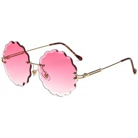 Rimless Fashion Vintage Rimless Round Flower Shaped Sunglasses Women Girls Summer Stylish UV400 - Pink - C418DXRSLMI $13.19