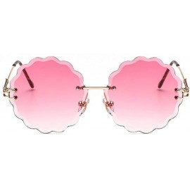 Rimless Fashion Vintage Rimless Round Flower Shaped Sunglasses Women Girls Summer Stylish UV400 - Pink - C418DXRSLMI $13.19