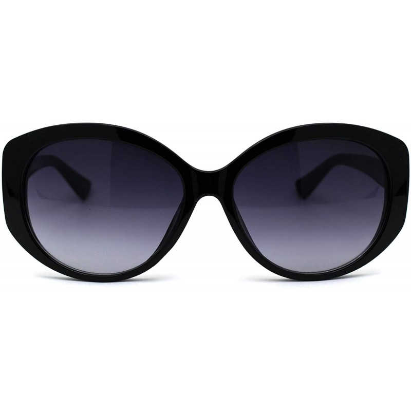 Butterfly Womens Mod Oversize Oval Thick Plastic Butterfly Sunglasses - Black Smoke - C3196R65MRH $10.36