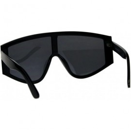 Goggle Super Oversized Goggle Style Sunglasses Arched Top Shield Fashion Shades - Shiny Black - C618CU0ZSGH $9.44