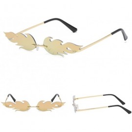 Rimless Man Women Irregular Shape Sunglasses Vintage Retro Style Glasses Trendy Unique Lightweight Sun Glasses Eyewear - CQ19...