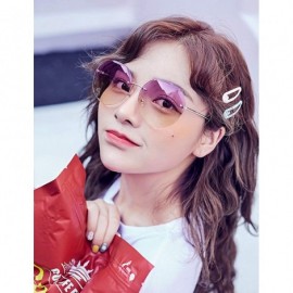 Rimless Sunglasses for Women Oversized Rimless Diamond Cutting Lens Sun Glasses UV Protection Ladies Gradient Shades - CD194L...