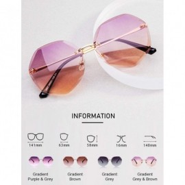 Rimless Sunglasses for Women Oversized Rimless Diamond Cutting Lens Sun Glasses UV Protection Ladies Gradient Shades - CD194L...