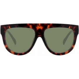 Oversized Fashion Sunglasses for Women Designer Flat Top Frame Luxury Shades - Leopard /G15 Lens - CM190HI5S7R $9.53