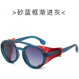 Round Polarized sunglasses polarized Europe personality - Sand Blue Ash - CL18X6SR4RU $27.80