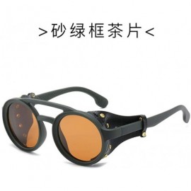 Round Polarized sunglasses polarized Europe personality - Sand Blue Ash - CL18X6SR4RU $27.80