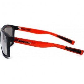 Oversized Oversize Rectangular Sport Horn Rim Mens Sunglasses - Matte Black Red Silver Mirror - CN195ZRT64Z $9.46