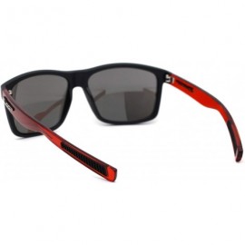 Oversized Oversize Rectangular Sport Horn Rim Mens Sunglasses - Matte Black Red Silver Mirror - CN195ZRT64Z $9.46