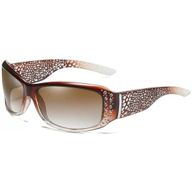 Rectangular Anti Glare HD Polarized Womens Rhinestone Rectangular Sunglasses - Brown - CK18UU08SC9 $13.21