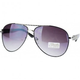 Aviator Women's Aviator Sunglasses Chic Casual Rigded Metal Top - Black Silver - C311OO28U2H $11.87