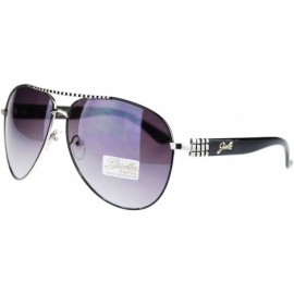 Aviator Women's Aviator Sunglasses Chic Casual Rigded Metal Top - Black Silver - C311OO28U2H $11.87