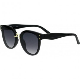 Rectangular Womens Boyfriend Deco Metal Bridge Chic Horn Rim Plastic Sunglasses - Black Smoke - CZ18GLXCH9X $12.40