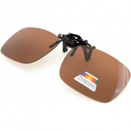 Rectangular Flip-up Clip-on Sunglasses Polarized 2 5/16"x1 9/16" 3-Pack Metal Glasses Clip - 4pcs-brown - CM18S24C056 $26.12