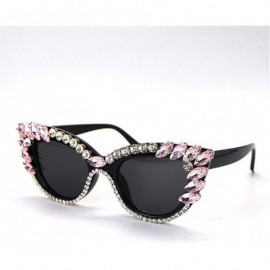 Oversized Fashion Diamond Sunglasses Rhinestone Butterfly - Pink - CQ198G5SUG9 $23.30