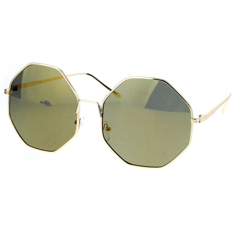 Oversized Oversized Octagon Shape Sunglasses Womens Shades Mirror Lens UV 400 - Gold (Gold Mirror) - CY187IHY7DH $11.40