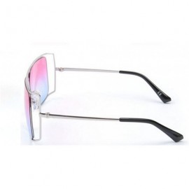 Square Unisex Oversized Stylish Cut-out Color And Clear Lens Sunglasses - Silver-pink and Blue - C9182OI8398 $14.83