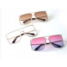 Square Unisex Oversized Stylish Cut-out Color And Clear Lens Sunglasses - Silver-pink and Blue - C9182OI8398 $14.83