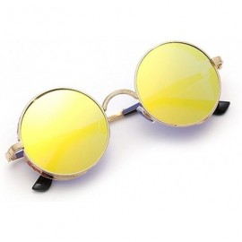 Round Vintage Hippie Retro Metal Round Circle Frame Sunglasses CS1039 - Gold Gold - C412O3AWMS6 $14.55