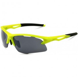 Wrap Sports Sunglasses for men women for Cycing Running Baseball MJ8020 - Neon Yellow/Grey - CF18S73Q8QY $11.28