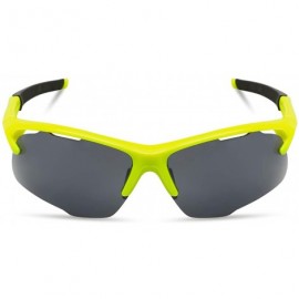 Wrap Sports Sunglasses for men women for Cycing Running Baseball MJ8020 - Neon Yellow/Grey - CF18S73Q8QY $11.28