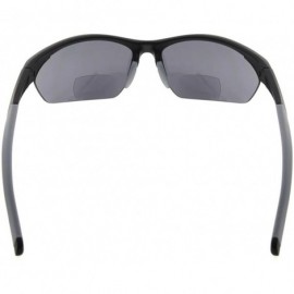 Sport Retro Mens Womens Sports Half-Rimless Bifocal Sunglasses - Black Frame/Grey Arm - CR189AIUQNG $23.95