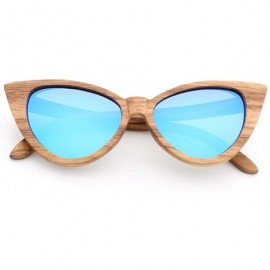 Oversized Sunglasses Solid Handmade Bamboo Wood Sunglasses For Men & Women with Polarized Lenses CH3034 - Dark Blue - CO18XAZ...