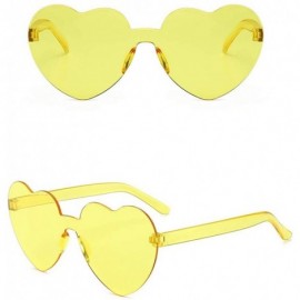 Rimless Heart Oversized Rimless Sunglasses One Piece Heart Shape Eyewear Colored Sunglasses for Women - Light Yellow - C318ZC...