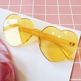 Rimless Heart Oversized Rimless Sunglasses One Piece Heart Shape Eyewear Colored Sunglasses for Women - Light Yellow - C318ZC...