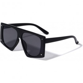 Oversized Geometric Oversized Flat Top Pyramid Stud Sunglasses - Black - C11993TLORU $15.30