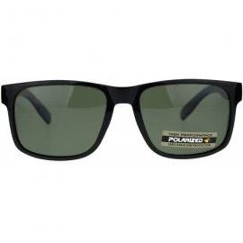 Rectangular Mens Polarized Lens Elegant Minimal Rectangular Horn Rim Sunglasses - Shiny Black Green - C718QMRSW8H $13.85