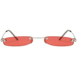 Rimless Fashion Super Small Fashion Chic Rimless Sunglasses Brand Designer Candy Color - Red - CZ18T6RESZA $11.44