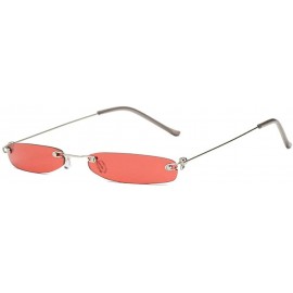 Rimless Fashion Super Small Fashion Chic Rimless Sunglasses Brand Designer Candy Color - Red - CZ18T6RESZA $11.44