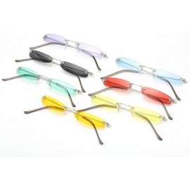 Rimless Fashion Super Small Fashion Chic Rimless Sunglasses Brand Designer Candy Color - Red - CZ18T6RESZA $11.44