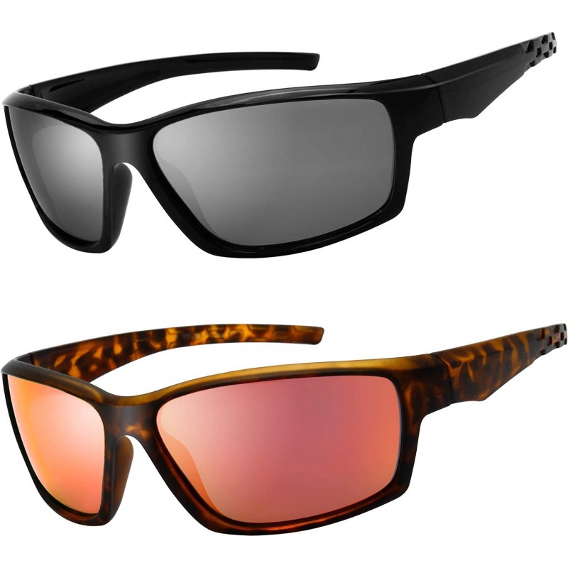 Rectangular Polarized Sunglasses Baseball Softball S113 Shiny - S113-shiny Black & Matte Demi - CU18SC653NU $18.80