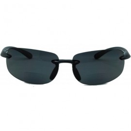 Rimless Lovin Maui Wrap Polarized Nearly invisible Line Bifocal Sunglasses - Black - CW11KMQFTX7 $37.11