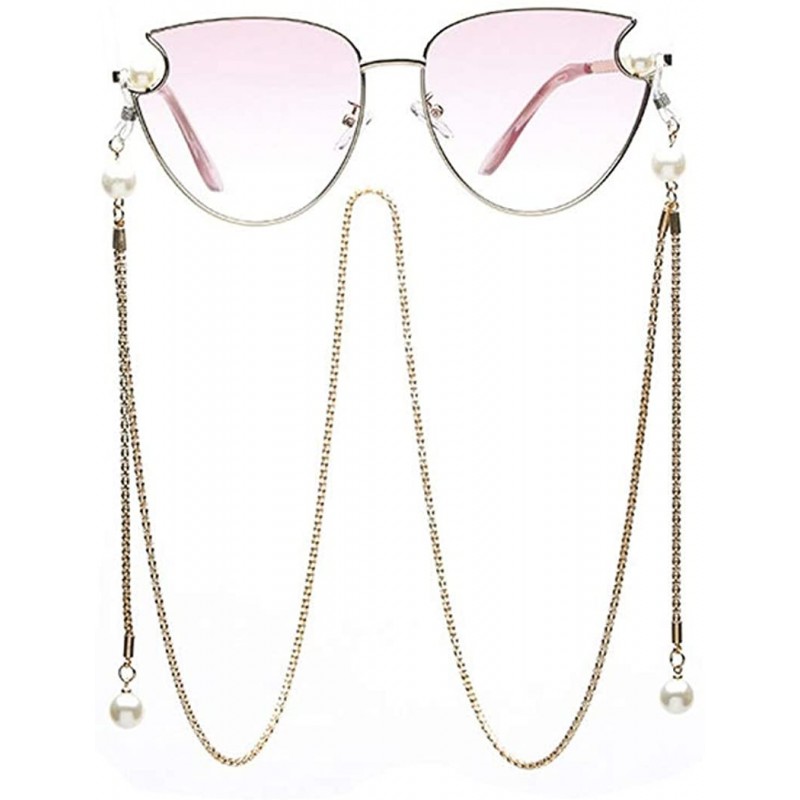 Aviator 2019 fashion metal frame ladies sunglasses - cat eyes with chain sunglasses - G - CU18S6GYC4X $45.43