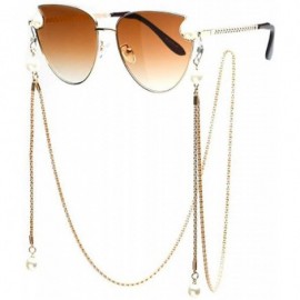 Aviator 2019 fashion metal frame ladies sunglasses - cat eyes with chain sunglasses - G - CU18S6GYC4X $45.43