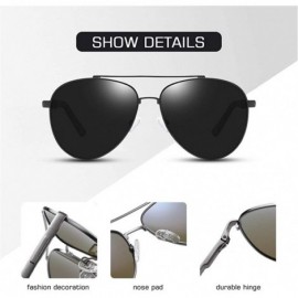 Goggle Men Pilot Polarized Sunglasses Vintage Metal Driver Mirror Sun Glasses Male Female Goggle UV400 - C2gun Gray - C3199QD...