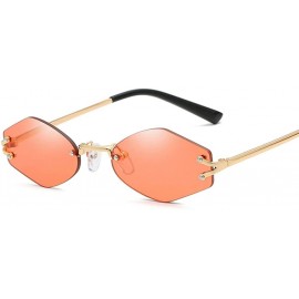 Rimless Tiny Sunglasses Women Accessories Rimless Hexagonal Sun Glasses For Men Unisex - Red Lens - CB18KEA6IRM $8.44