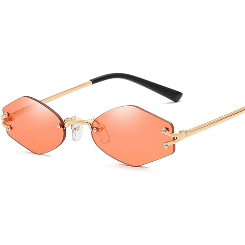 Rimless Tiny Sunglasses Women Accessories Rimless Hexagonal Sun Glasses For Men Unisex - Red Lens - CB18KEA6IRM $8.44