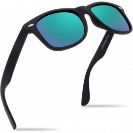 Wayfarer Stylish Retro Polarized Sunglasses Unisex 100% UV Protection - Black Frame & Green Lens - CC1856IMEK9 $33.56