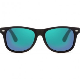 Wayfarer Stylish Retro Polarized Sunglasses Unisex 100% UV Protection - Black Frame & Green Lens - CC1856IMEK9 $33.56