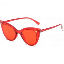 Cat Eye Retro Fashion Round Cat Eye High Pointed Sunglasses for Women - Red - CQ18IQGU36Z $7.94