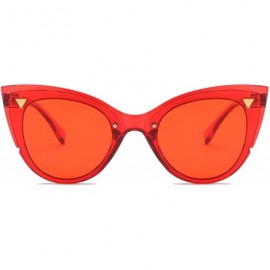 Cat Eye Retro Fashion Round Cat Eye High Pointed Sunglasses for Women - Red - CQ18IQGU36Z $7.94