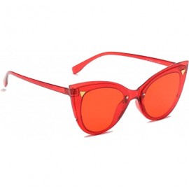 Cat Eye Retro Fashion Round Cat Eye High Pointed Sunglasses for Women - Red - CQ18IQGU36Z $7.94