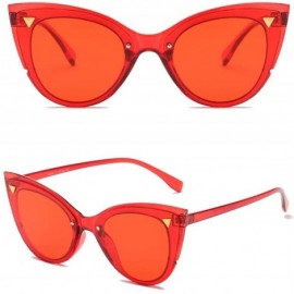 Cat Eye Retro Fashion Round Cat Eye High Pointed Sunglasses for Women - Red - CQ18IQGU36Z $7.94