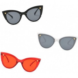 Cat Eye Retro Fashion Round Cat Eye High Pointed Sunglasses for Women - Red - CQ18IQGU36Z $7.94