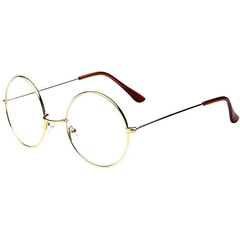 Oval Fashion Oval Round Clear Lens Glasses Vintage Geek Nerd Retro Style Metal - Gold - CC18S55TIYM $9.15